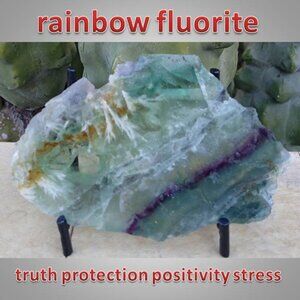 RAINBOW FLUORITE chunk stone rock crystal SLAB : calmness : protection 02